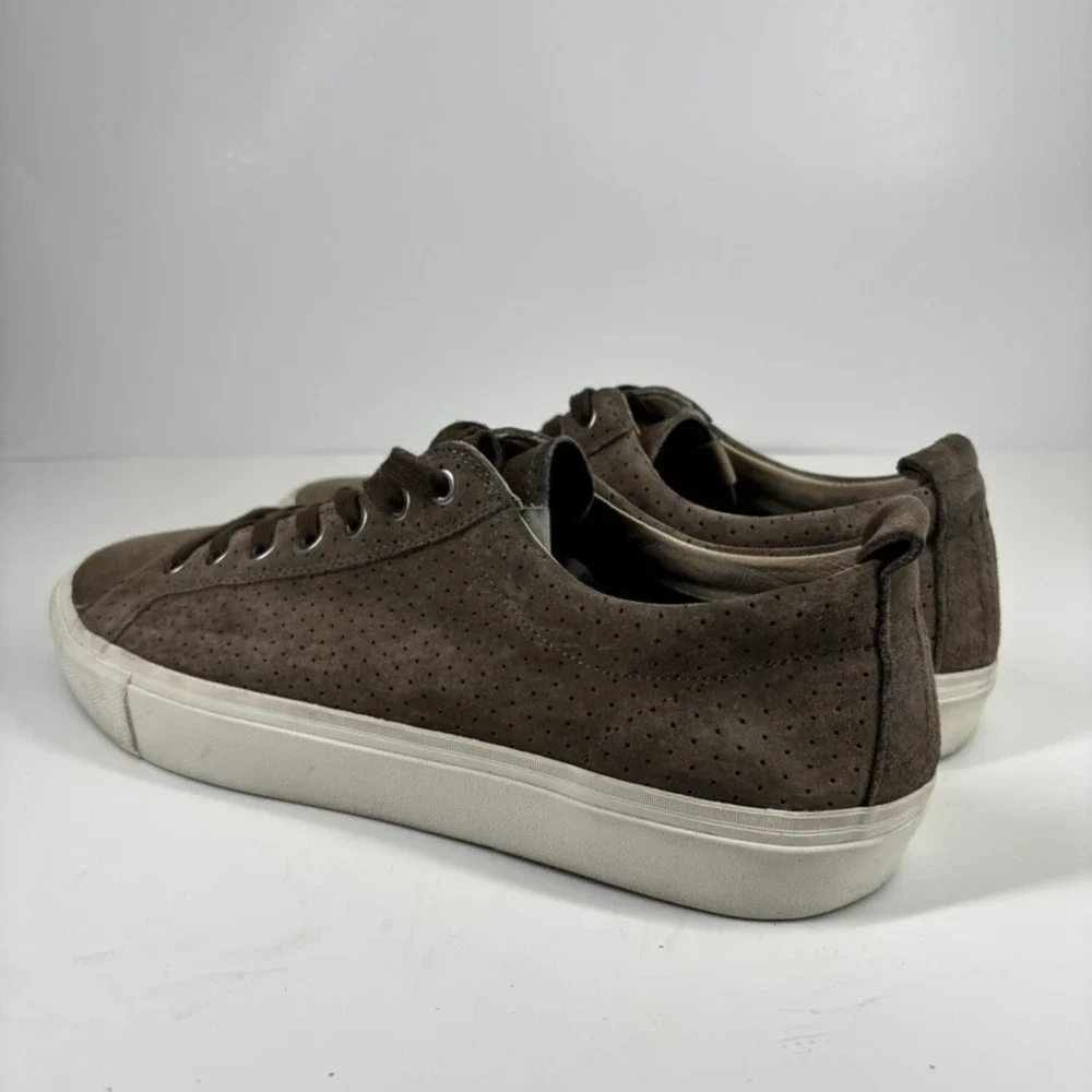 Pointer A.F.D. Men's US 11 Brown Perforated Suede Low-Top Court Lace-Up Sneakers